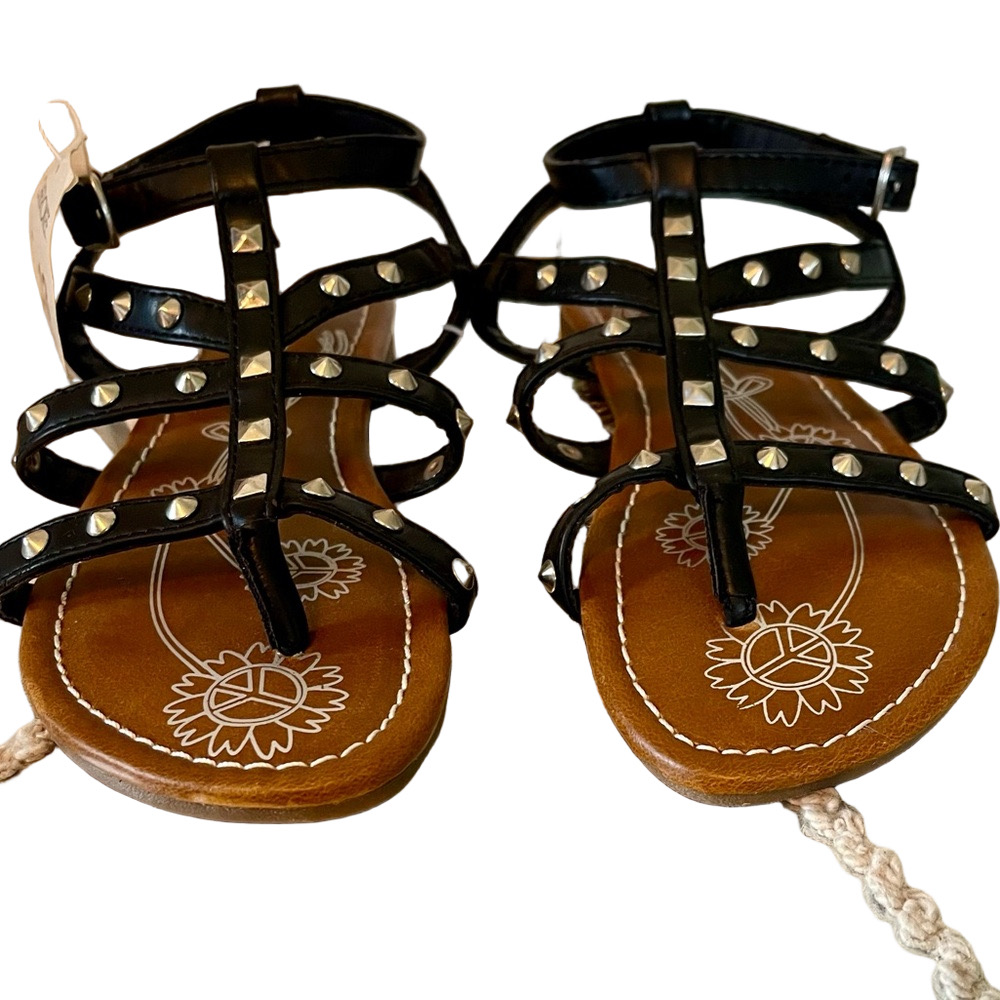 NWT CHEROKEE girls Black & Silver Sandals size 13